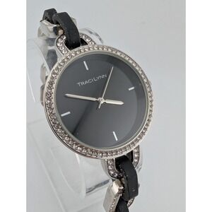 Traci Lynn Watch Women 37mm Crystal Silver Tone Bracelet 8.25" Band New Battery